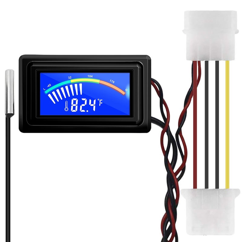 KETOTEK Digital Thermometer Temperature Meter Gauge Waterproof Sensor Probe Aquarium Car PC case Incubator Temp Meter 4 Pin Power Supply Celsius/Fahrenheit LCD Display - Image 1